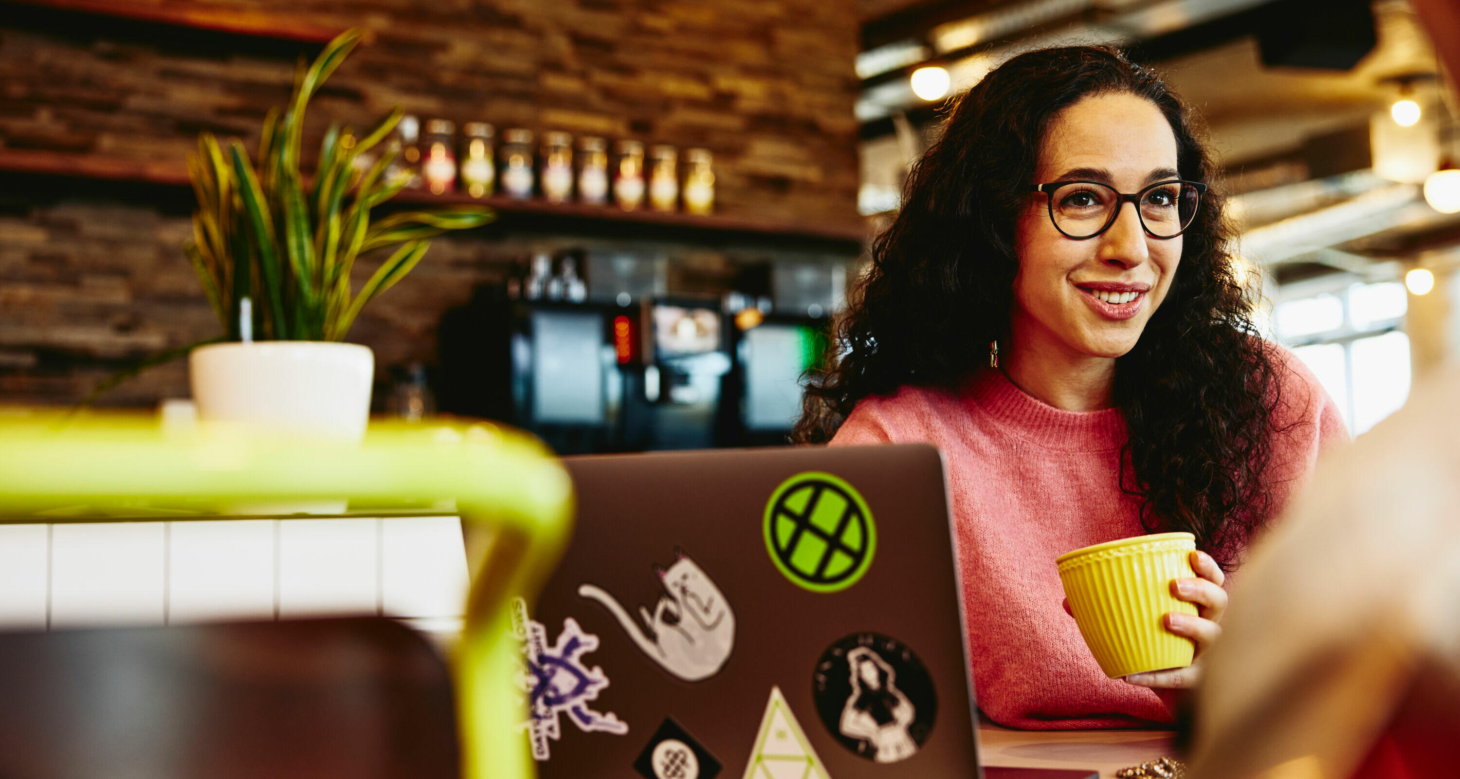 girl with laptop and coffee girl with laptop and coffee